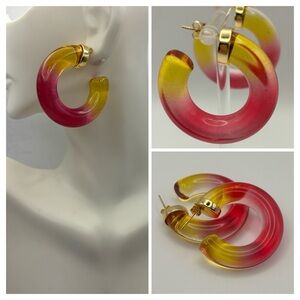 Sunset Ombré Lucite Chunky Hoop Earrings